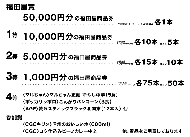 インターパーク店開店記念大感謝祭/宇都宮店・鹿沼店協賛BIGセール お楽しみ抽選会